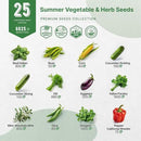 Organo Republic 25 Summer Vegetable & Herb Garden Seeds Variety Pack - 6,820+ Non-GMO Heirloom Veggie & Herb Seeds for Outdoors & Indoor Home Gardening: Tomato, Okra, Bean, Cucumber, Basil, Rosemary by GreenHaven Gardens