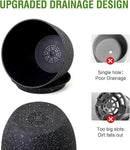 9/8/7.5 inch Plant Pots, Set of 3 Modern Decorative Plastic Planters with Drainage Holes and Saucer for Garden House Plants, Flower Pots for Indoor Outdoor Plants, Speckled Black by GreenHaven Gardens