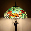 Tiffany Floor Lamp Stained Glass Lamp Standing Reading Light 16x16x70 Inch for Living Room (Red Green Flowers) by CozyNest Decor