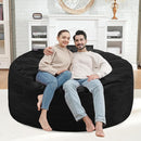 4FT Bean Bag Chair, Large Bean Bag Chairs with Memory Foam Filled, Fluffy Beanbag Sofa with Dutch Velvet Cover, Round BeanBag Chairs for Living Room, Playroom - Black by TinyTreasures Baby Boutique