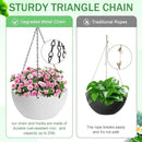 10 inch Hanging Planters for Indoor Plants, 2 Pack Planters for Outdoor Plants with Drainage Holes and Chain, Round Plastic Hanging Baskets, Hanging Flower Pots for Balcony Garden Decor-White by CozyNest Decor