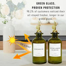 Green Glass Olive Oil Dispenser Bottle For Kitchen By Verpsace,Avocado Oil Dispenser Set, Modern Decor, Gold Kitchen Accessories for Home, Airbnb, Cafe (Gold, Set of 2) by CozyNest Decor