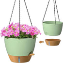 ZMTECH 12 Inch Hanging Planters for Indoor Outdoor Plants, 2 Pack Self Watering Hanging Plant Pots with Drainage Hole, Visual Reservoir, Plastic Flower Hanging Pots with Watering Lip (Green) by CozyNest Decor