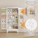 51" Kitchen Pantry Cabinet, Metal Storage Cabinet with 3 Adjustable Layer Shelves, 8 Door Shelves, Buffet Sideboard for Living Room, Kitchen, White by CozyNest Decor