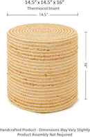 REDEARTH · Cylindrical Pouf Foot Stool Ottoman - Jute Braided Pouffe Poof Sitting Footrest for The Living Room, Bedroom, Nursery, Patio, Lounge & Other Rooms in Home (14.5”x14.5”x16”; Natural Ivory) by CozyNest Decor