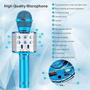 BlueFire 4 in 1 Karaoke Wireless Microphone with LED Lights, Portable Microphone for Kids, Great Toys for Kids, Girls, Boys and Adults (Blue) by TinyTreasures Baby Boutique