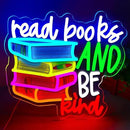 LED Read Books Be Kind Neon Signs Classroom Neon Lights Wall Decor for Reading Room, Classroom, Bookstore, Library, Museum, Study Room Gifts Art for Book Lover, Kids,Friends,family-13.4 x 12.6 IN-USB Powered-Acrylic by CozyNest Decor