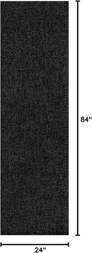 CAMILSON Indoor and Outdoor Runner Rug Dark Gray Black Solid Boho Woven Design Easy-Cleaning Non Shedding Farmhouse Living Room Bedroom Garden Patio and Kitchen Washable Outside Carpet Alfombras (2x7) by CozyNest Decor