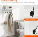 Homode Wall Shelf with Hooks, Coat Rack Wall Mount with Pegs, Hanging Entryway Coat Hanger, Wood and Iron Shelf for Bathroom, Hallway, Bedroom, White by CozyNest Decor