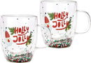 Set of 2 Holly Jolly Christmas Design Tumbler Mugs - 9.5 oz