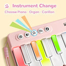 iPlay, iLearn Kids Mini Piano Toy W/Rainbow Lights, Portable Travel Piano Keyboard Toddlers Musical Instrument Learning Toys, Music Interactive Birthday Gift for 2 3 4 5 6 Year Old Girls Children by TinyTreasures Baby Boutique