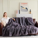 Fluffy Faux Fur Throw Blanket – Super Soft Warm Thick Plush Blanket for Bed, Couch & Office, Cozy Fuzzy Throw with Flannel Backing,60"x80", Grey by CozyNest Decor