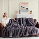 Fluffy Faux Fur Throw Blanket – Super Soft Warm Thick Plush Blanket for Bed, Couch & Office, Cozy Fuzzy Throw with Flannel Backing,90"x90", Grey by CozyNest Decor