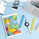 2pcs Kid-Friendly Stylus Pens for Touch Screens, Tablet Stylus Pen with Spring Cord Universal Touch Screen Capacitive Crayon Stylus Blue Yellow by TinyTreasures Baby Boutique