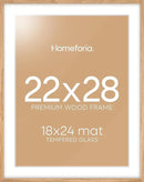 Homeforia Wooden Poster Frame 22x28, High End Natural Oak 22 x 28 Picture Frame with Mat 18 by 24, 22x28 Light Wood Frame Matted to 18x24 Photo, 28by22 Large Frames, Tempered Glass, Wall Kit, Set of 1 by CozyNest Decor