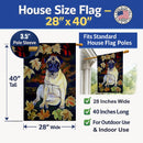 Fawn Pug in Fall Leaves House Flag 28x40 Porch Sleeve Pole Decorative Outside Yard Banner Artwork Wall Hanging, Polyester