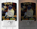 Fawn Pug in Fall Leaves Ceramic Night Light Compact, UL-Certified, Ideal for Bedroom, Bathroom, Nursery, Hallway, Kitchen, 6x4x3, Multicolor