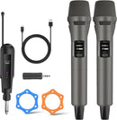 Aveek 2.4GHz Wireless Microphone System, 2 Rechargeable Mics and Receiver, Plug & Play for Karaoke Machine, Party Speakers, Home Entertainment, Wedding & Events - Crystal Clear Sound, 100ft Range by TinyTreasures Baby Boutique