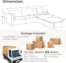 CHITA Sectional Modular Down Filled L Shape Sofa, Comfty Feather L Shape Cloud Couch,FSC Certified L Shaped Couch for Living Room, 114 inch Width,5 Seat with 2 Storage Ottomans, Snow by CozyNest Decor