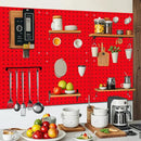 6 Pack Steel Peg Board,Universal 1/8 and 1/4 Pegboard Accessories,Ideal for Garage Tool Storage, Office Organization, Craft Room, Kitchen etc. (Red, 6-12X12) by GreenHaven Gardens