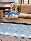 Unique Loom Outdoor Border Collection Area Rug - Soft Border (5' 3" x 7' 1" Rectangle Blue/Ivory) by GreenHaven Gardens