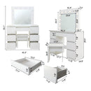 Large Vanity Tables With Mirror And Light - Matte White