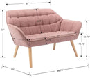 48" Small Loveseat Sofa, Modern Linen Fabric Mini Sofa Couch 2-Seater Love Seat with Quilting Backs and Wood Legs for Living Room, Bedroom and Small Space, Pink by CozyNest Decor