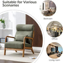 INZOY Mid Century Modern Accent Chair with High Back, Upholstered Living Room Chairs with Waist Cushion, Wood Frame Reading Armchair for Bedroom Sunroom, Green by CozyNest Decor