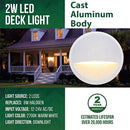 DLA02 6-Pack 2W Low Voltage 2700K Warm White Integrated LED Outdoor Half Moon Deck Lights Package, 12V LED Step Patio Landscape Lights