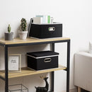 PRANDOM Storage Boxes with Lids [3-Pack] Fabric Collapsible Storage Bins Organizer Containers Baskets Cube with Cover for Home Bedroom Closet Office Nursery Black（11.4X8.6X6.7 by TinyTreasures Baby Boutique