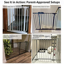 Walk Through Baby & Dog Gate 29-34 Inch, Pressure Mounted No Drilling, Indoor Safety Gate for Stairs & Doorways, Metal Design for Kids and Pets, White by TinyTreasures Baby Boutique