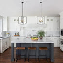 Farmhouse 4 Lights Pendant Light, Industrial Black Lantern Chandelier with E12 Gold Base Metal Cage Rustic Geometric Hanging Light Fixtures for Kitchen Island Foyer Entryway Dining Room by CozyNest Decor