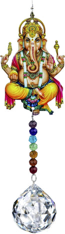 Elephant God Prism Suncatcher Hindu Ganesha Protection Charm Decor Window Garden Wall Hanging Crystal Pendant by GreenHaven Gardens