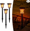 Glass Solar Torch Lights Outdoor Waterproof, Flickering Flame Tiki Torches with Modular Design, Auto On/Off LED Solar Lights for Garden Patio Yard Lawn Pathway Walkway Decorations (3 Pack) by GreenHaven Gardens