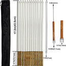 12 Pack Kebab Skewers BBQ Barbecue Skewers Stainless Steel Flat Sticks 22 Inch Heavy Duty Large Wide Reusable with Nonslip Wooden Handle Ideal for Shish Kabob Chicken Shrimp and Vegetables by GreenHaven Gardens
