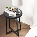 Round End Table, Small Side Table Black Color MDF Top, Metal Frame Black, Tall End Side Table for Bed Room, Coffee Tea End Table for Living Room(Round Black) by CozyNest Decor