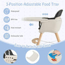 BABY JOY Baby High Chair, 3-in-1 Convertible Wooden Highchair for Babies & Toddlers, Infant Feeding Chair w/ 5-Point Safety Harness, Footrest, Adjustable Legs, Removable Tray & PU Cushion (Black) by TinyTreasures Baby Boutique