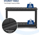 Outdoor Console Table, 48" Weather Resistant HIPS Patio Side Table, 440LBS Weight Capacity, 2-Tier Multifunctional Buffet Bar Storage Organizer for Garden Deck, Black by GreenHaven Gardens