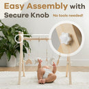 Comfy Cubs Wooden Baby Play Gym - Natural Finish Pinewood Baby Activity Gym with 5 Sensory Hanging Toys - Easy No-Tool Assembly, Safe and Durable for Infant Motor and Visual Development - Natural Wood by TinyTreasures Baby Boutique