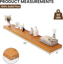 Light Brown Wooden Floating Wall Shelves 48 Inches Long x 8”x 1.4” Shelf Floating Rustic Farmhouse Decor, Heavy Duty Shelf Hold 100 lbs, Wall Shelves for Bathroom Living Room Kitchen Bedroom Office by CozyNest Decor