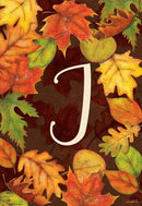 Briarwood Lane Fall Leaves Monogram Letter J Garden Flag by GreenHaven Gardens