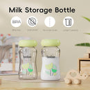 YOHKOH Breast Milk Storage Bottles - Wide Neck Glass Breastmilk Storage Bottles with Lids, BPA-Free (Green, 5.4oz (Pack of 4)) by TinyTreasures Baby Boutique