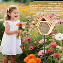 Mason Bee House for Garden, Natural Wooden Bee Habitat with Metal Ground Stake, Attracts Pollinators, Improve Garden Productivity, Outdoor Decoration by GreenHaven Gardens