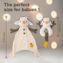 Organic Cotton Stuffed Animal Rattle Baby Toys, Plush Snowman Cuddle Cloth and Hand Grip Ring Rattles Plush Toy Set for Newborns Infant Boys Girls, 2 PCS by TinyTreasures Baby Boutique