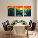 Woodland Mountain Framed Canvas Wall Art Set, Abstract Ridge Wall Painting, Boho Sunset Scenery Wall Decor, Modern Natural Landscape Art Print for Living Room, Bedroom, Office - 16"x24"x3 by CozyNest Decor