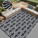 RV Outdoor Rug Waterproof Mat Outdoor Rugs 9'x12' for Patios Clearance Carpet Outdoor Camping Rugs Large Plastic Straw Rug(8x10ft Geometric Black&White) by GreenHaven Gardens