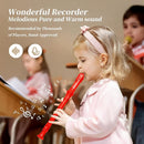Descant Soprano Music Recorder Instrument For Kids Flute Kids Recorder With Cleaning Rod + Case Bag (Crystal red) by TinyTreasures Baby Boutique