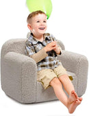 ALIMORDEN Kids Ultra-Soft Snuggle Foam Filled Chair, Toddler Cuddly Sherpa Reading Couch for Boys and Girls, Light Grey by CozyNest Decor