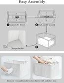 StorageWorks Storage Bins, Fabric Storage Bins for Shelves, Extra Large Storage Baskets with Metal Frame, Closet Baskets and Bins with Handles, Jumbo, Gray and White Stripes, 2-Pack by CozyNest Decor