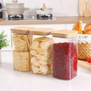 Glass Food Storage Jars with Lids(50oz)Square Set of 3 ,Glass Storage Containers Clear Glass Food Canister with Bamboo Lid Airtight For Serving Tea, Coffee Beans, Flour,Cookie, Cereal,Spice and More by CozyNest Decor